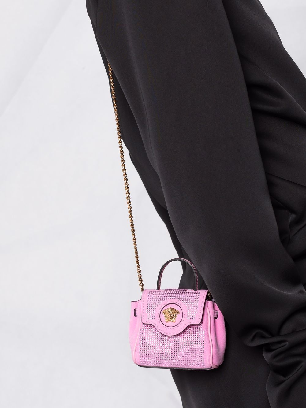 Versace Medusa Strass Top Handle Bag In Baby Pink & Oro | ModeSens