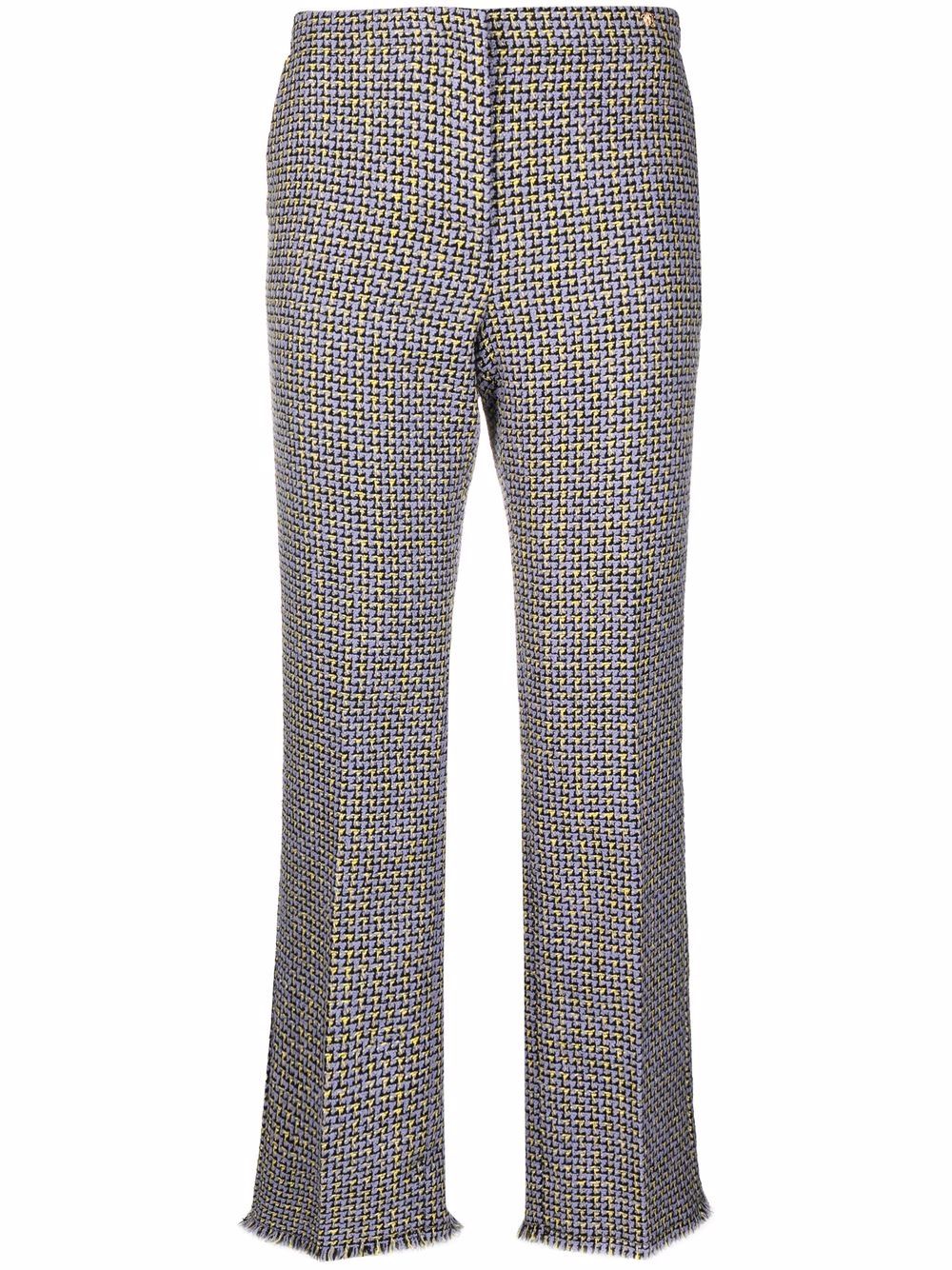 houndstooth-print flared trousers