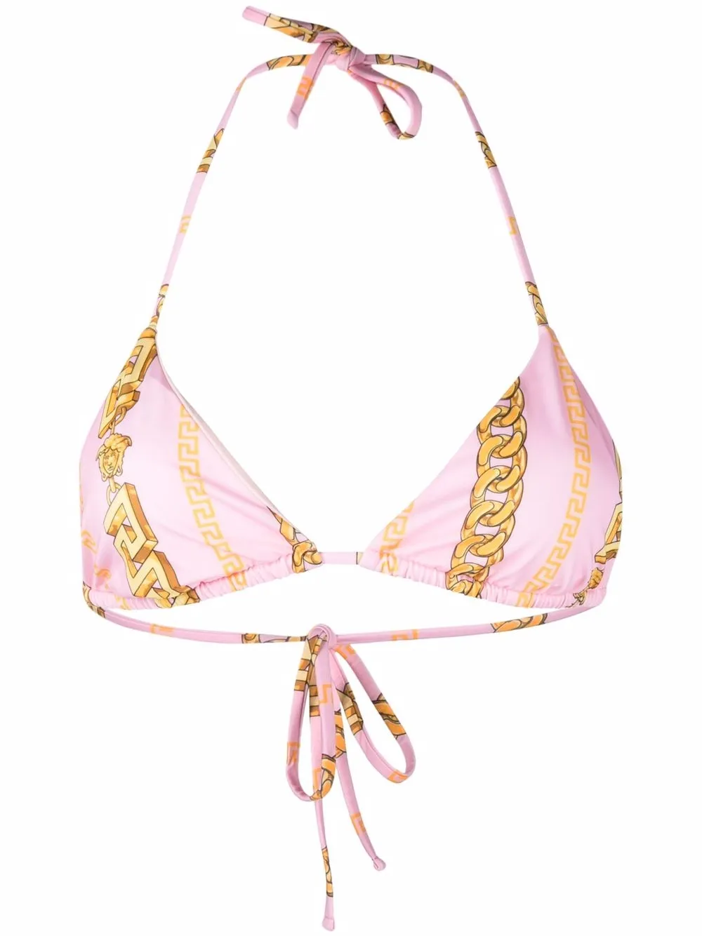 

Versace top de bikini con cadenas estampadas - Rosado