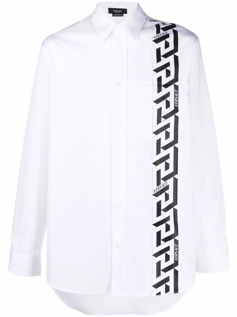 Versace Greca-print Cotton Shirt - Farfetch