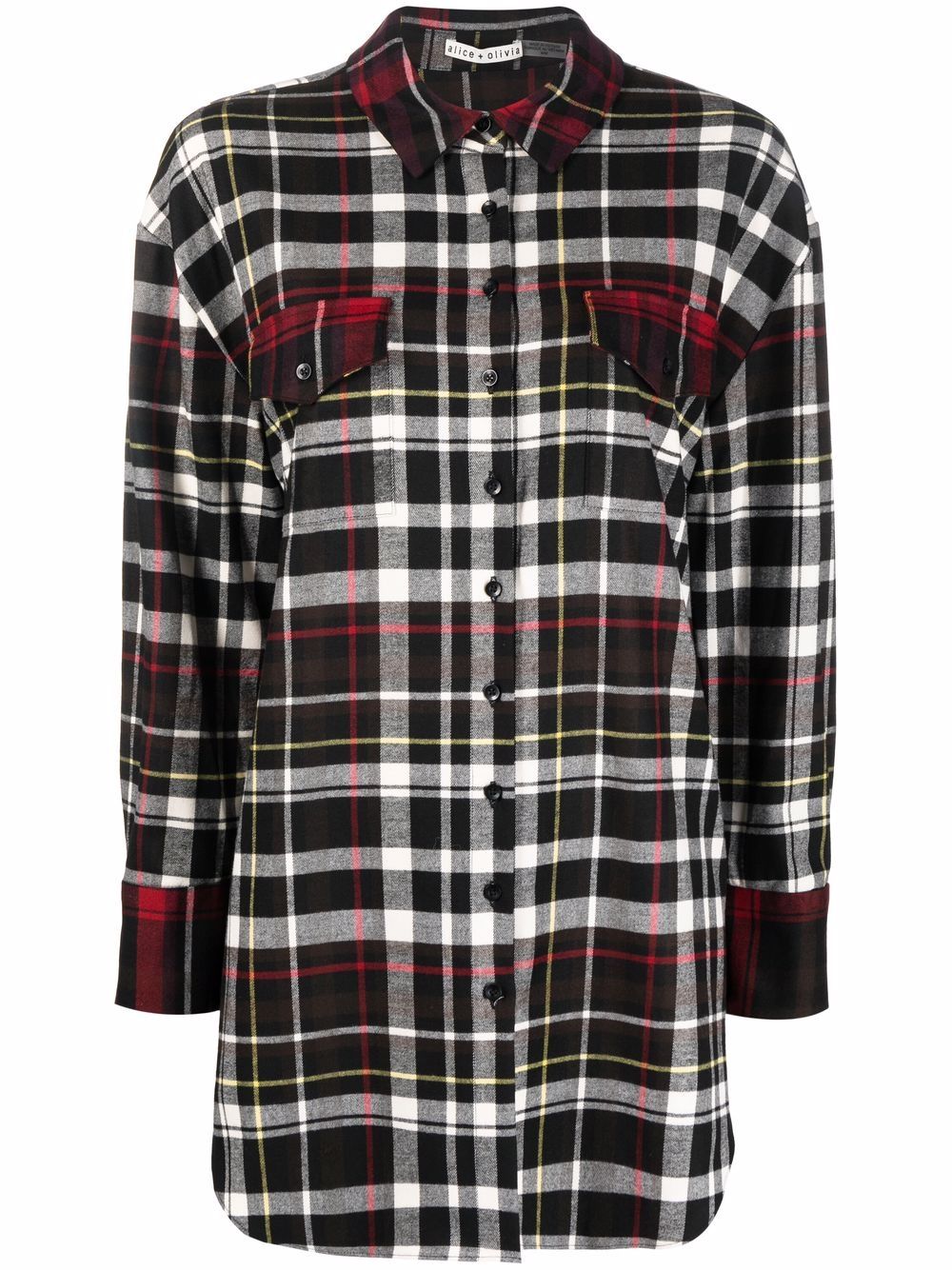 

alice + olivia oversized plaid-pattern T-shirt - Black