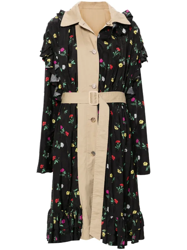 Balenciaga Floral Trench Coat Black FARFETCH JO