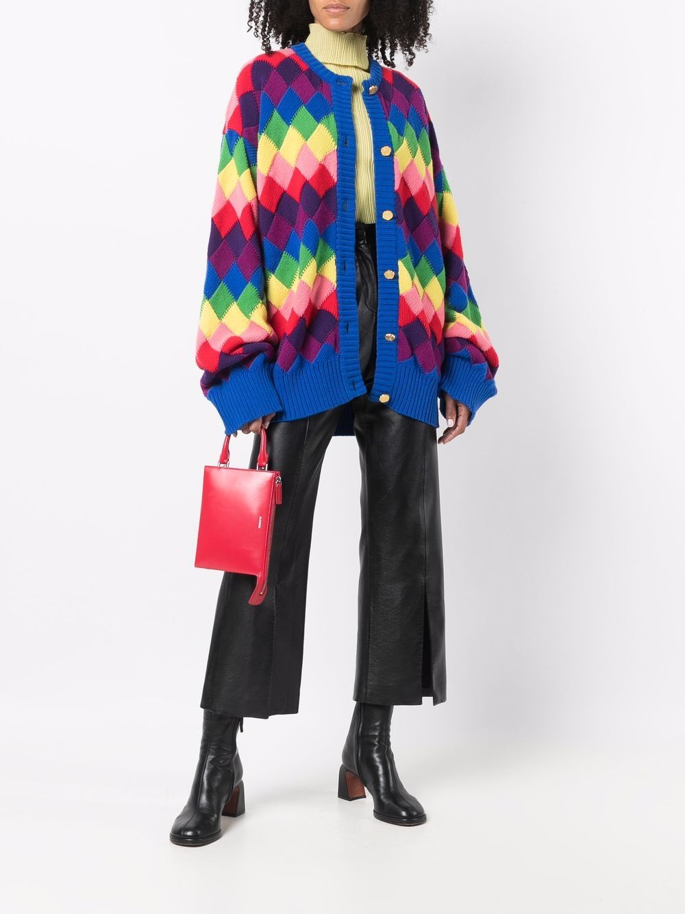 AMI AMALIA Rainbow Diamond Knit Cardigan - Farfetch