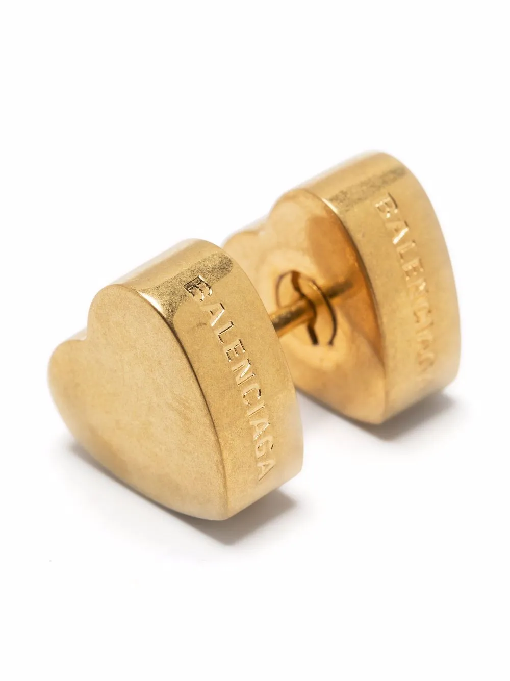 Balenciaga Logoengraved Heart Earrings In Gold ModeSens
