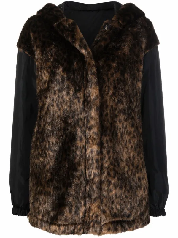 black faux shearling double layer coat