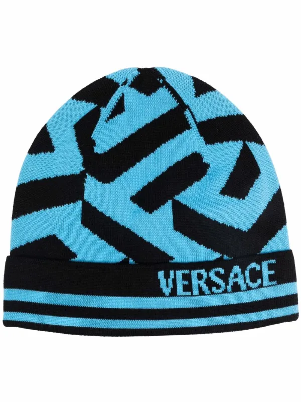 Versace La Greca Knitted Beanie - Farfetch
