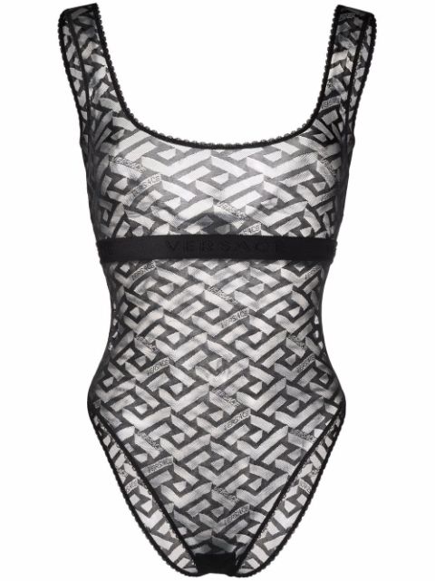 Versace La Greca tulle bodysuit