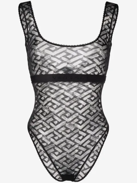 Versace La Greca tulle bodysuit