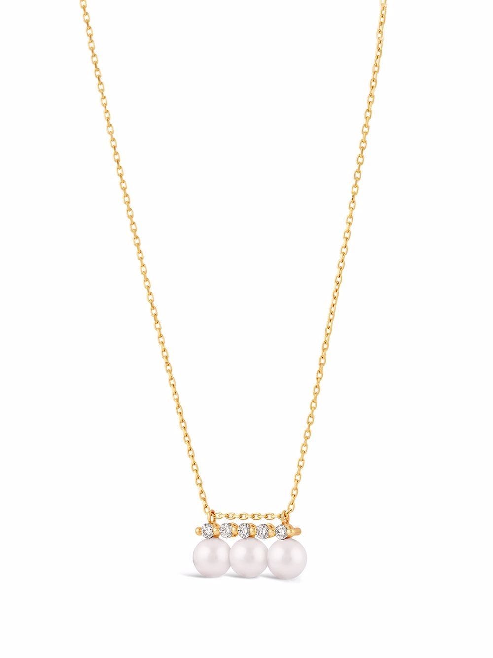 Shop Dinny Hall 14kt Yellow Gold Shuga Triple Pearl Diamond Pendant Necklace In 金色