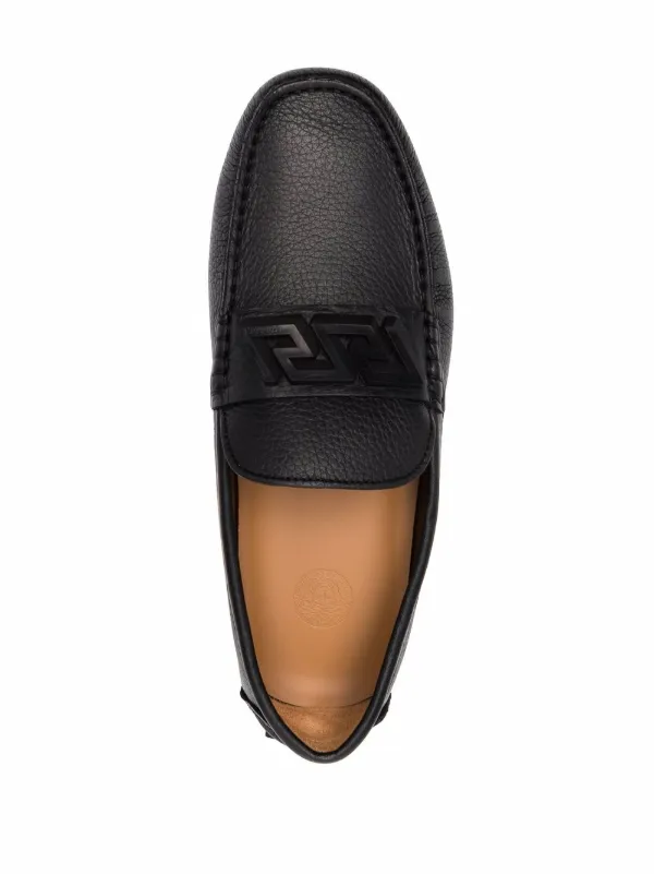 Shop Versace Greca-band pebbled leather 