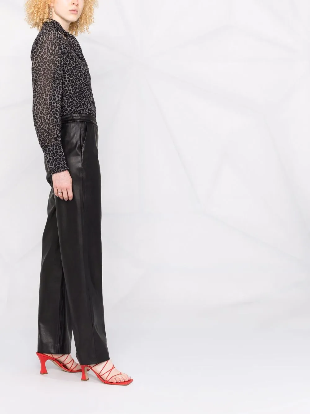 Michael Michael Kors Leopard-print Blouse In Grey