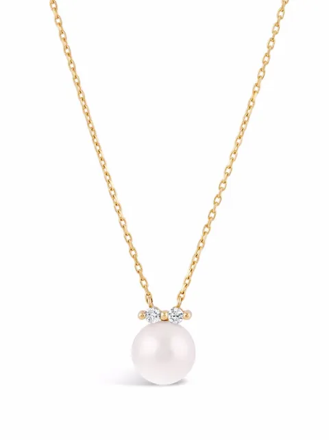 Dinny Hall 14kt yellow gold Shuga pearl double diamond pendant necklace