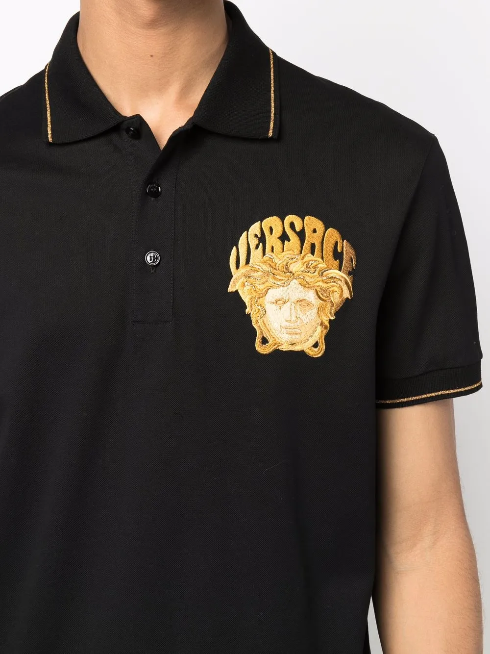 фото Versace рубашка поло с декором medusa head