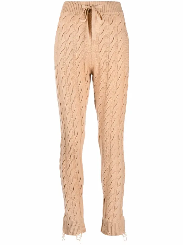 Laneus cable-knit cashmere track pants 