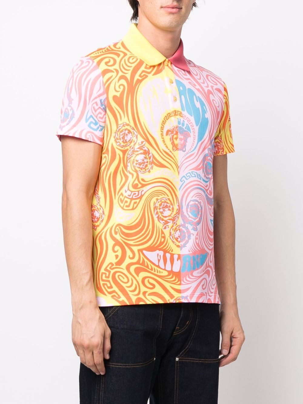 фото Versace baroque-print cotton polo shirt