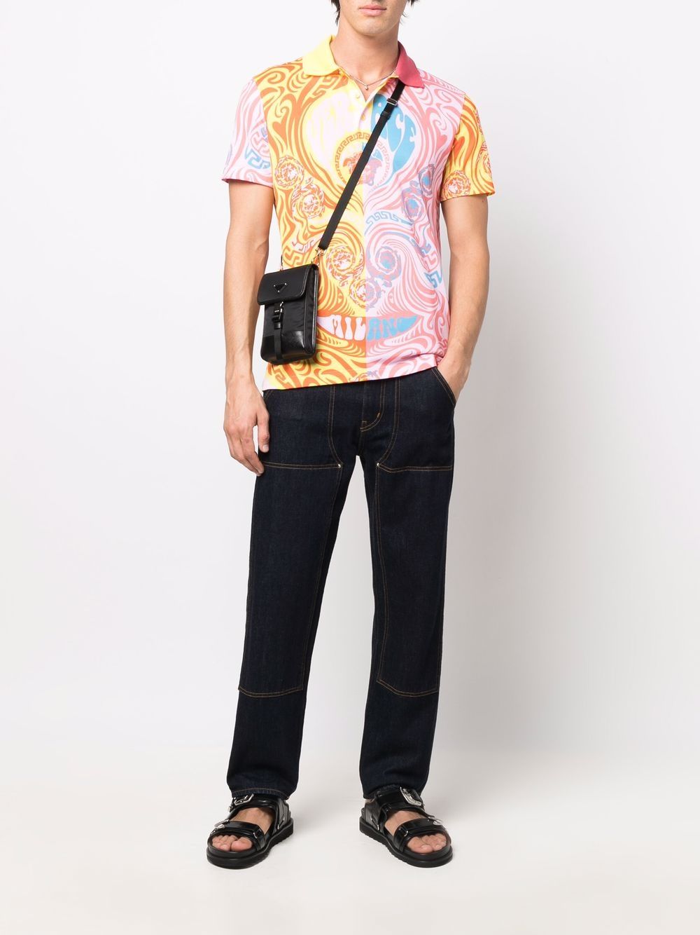 фото Versace baroque-print cotton polo shirt