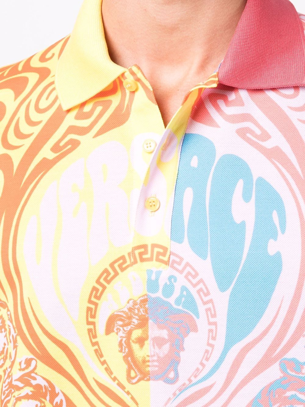 фото Versace baroque-print cotton polo shirt