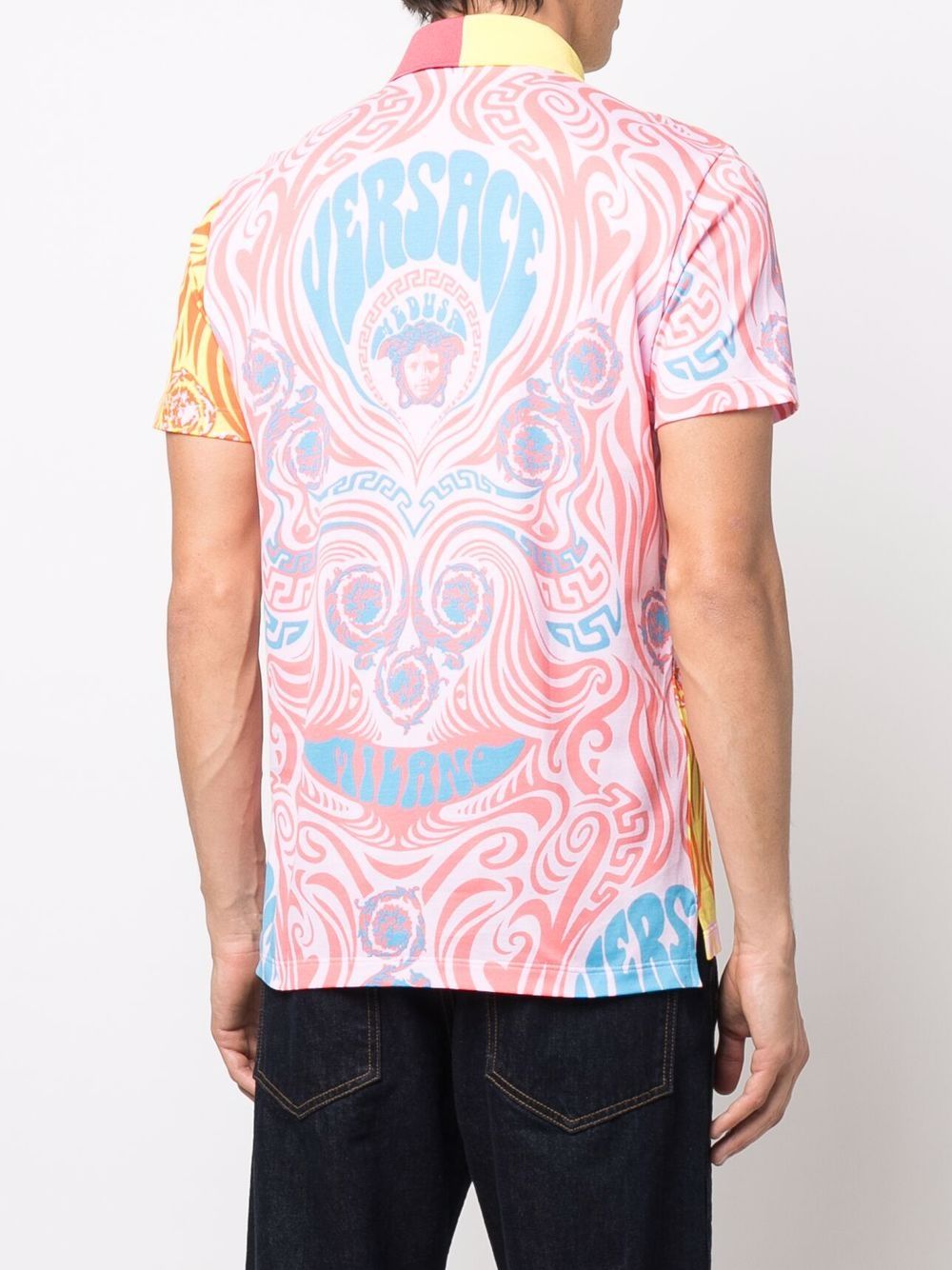 фото Versace baroque-print cotton polo shirt