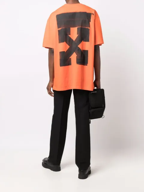 orange and black off white shirt