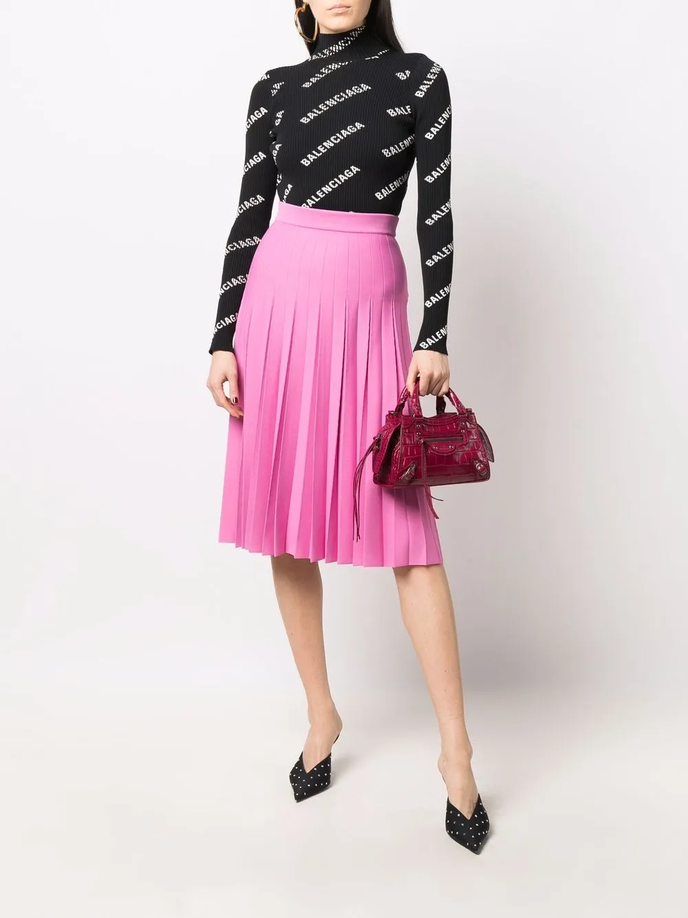 Fendi pink shop pleated skirt