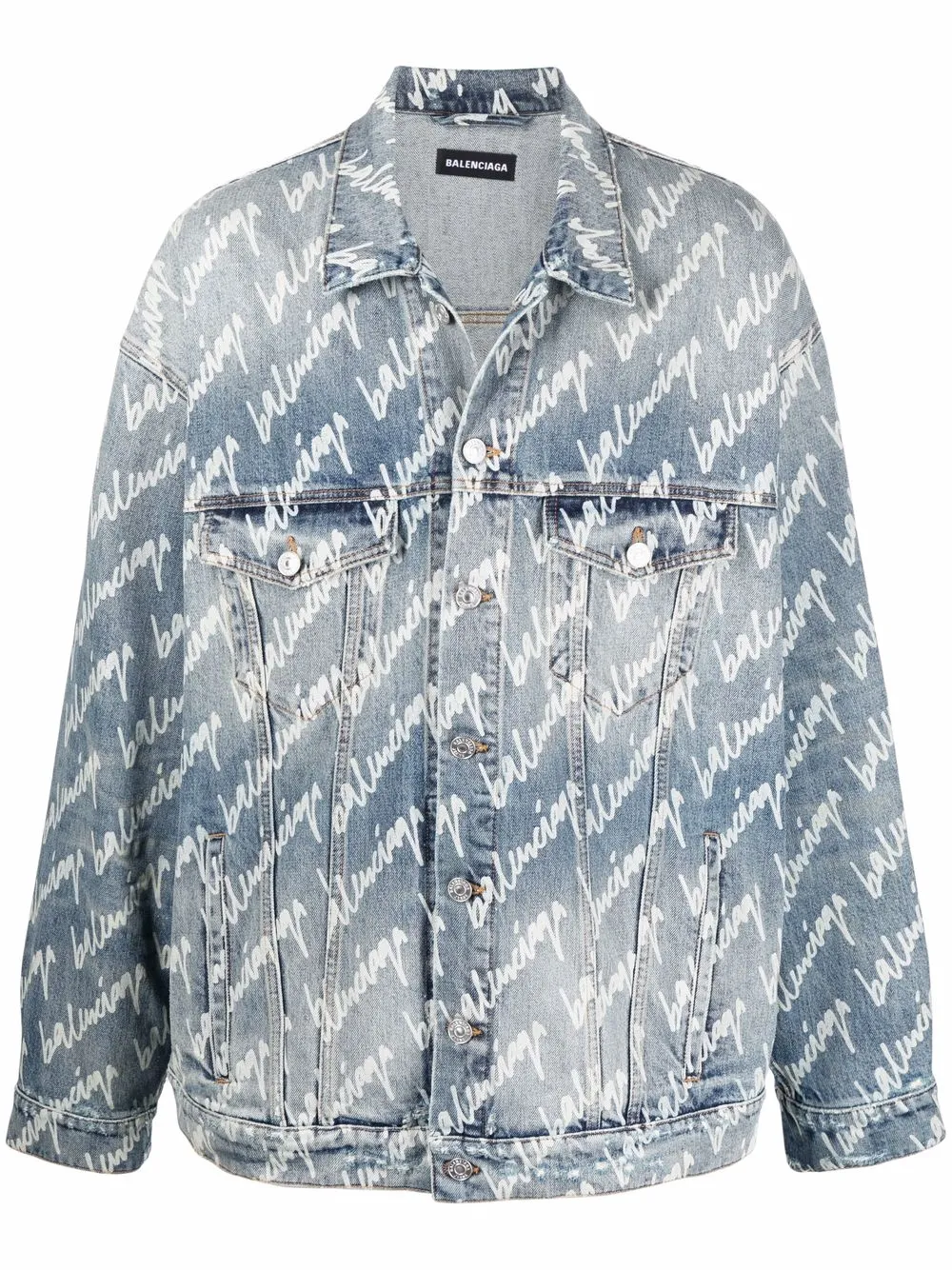 all-over logo denim jacket