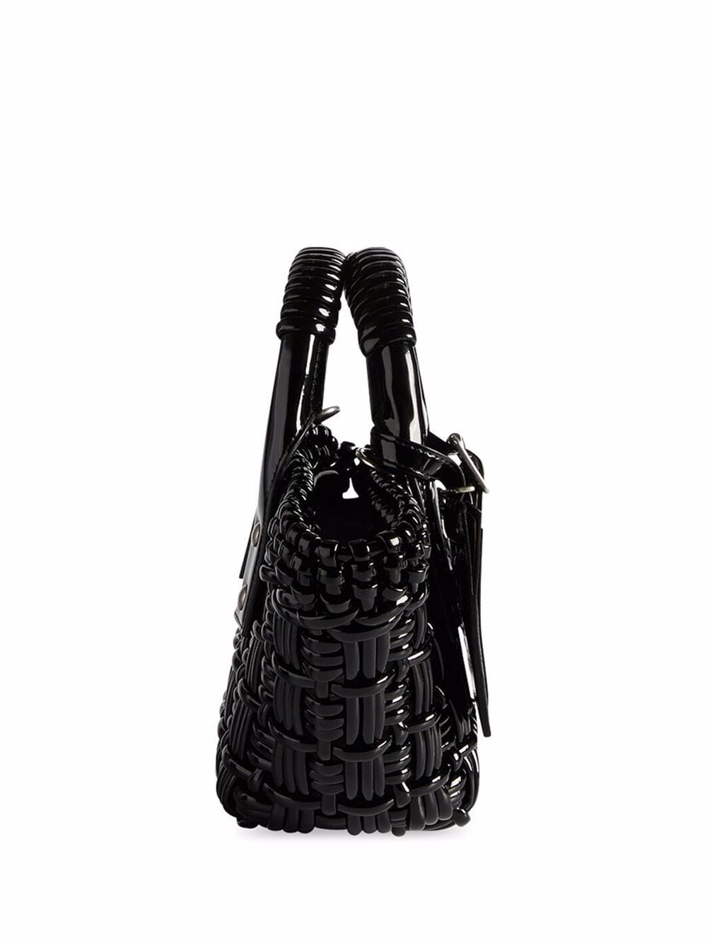 Shop Balenciaga Bistro Xxs Woven Basket Bag In Black