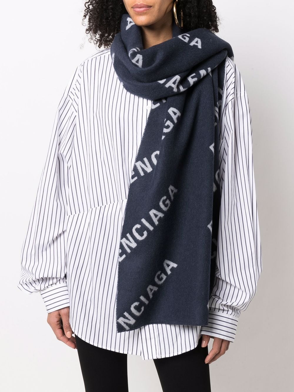 Image 2 of Balenciaga logo-print wool scarf