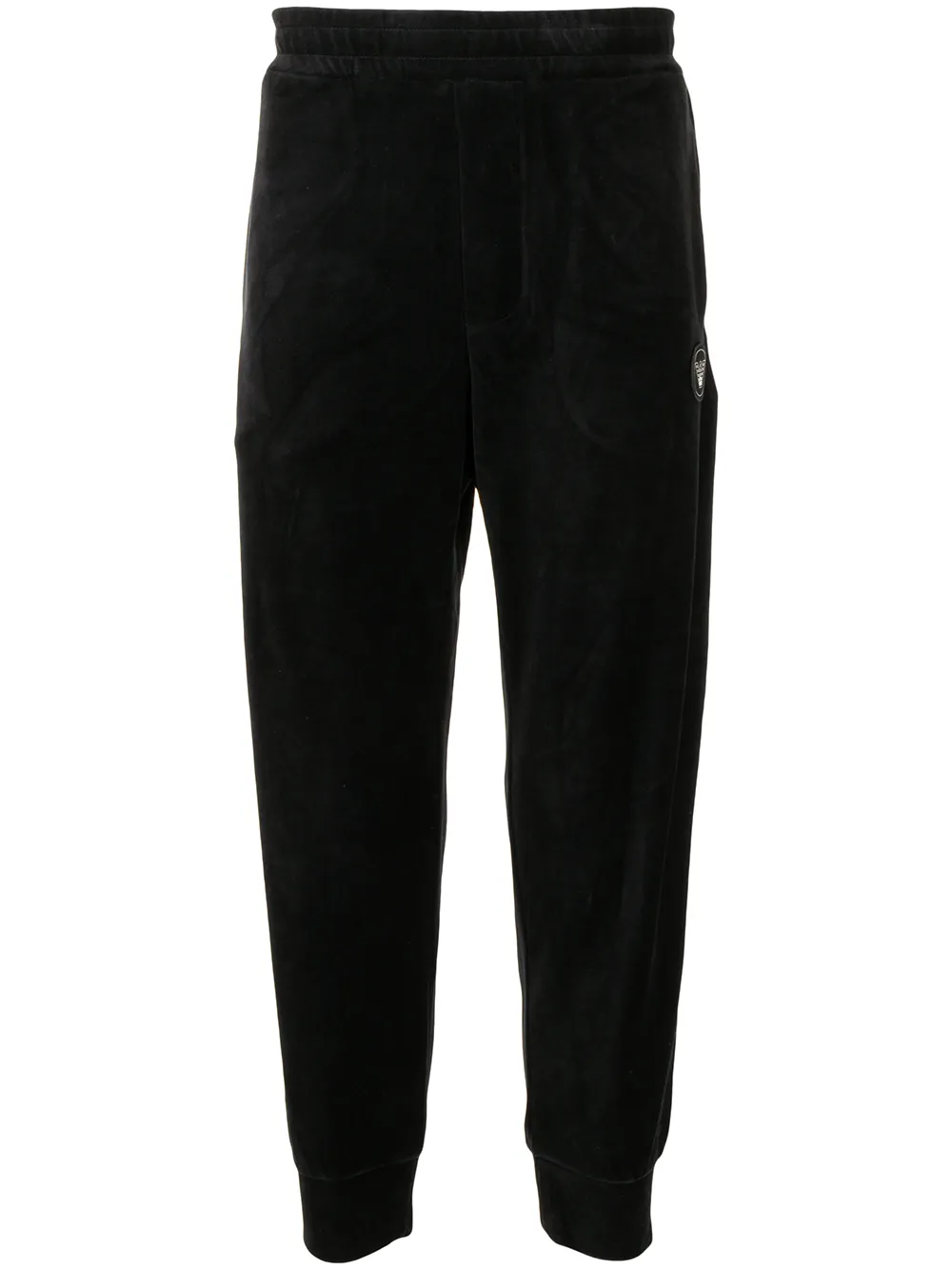 

Emporio Armani logo-patch velvet track pants - Black