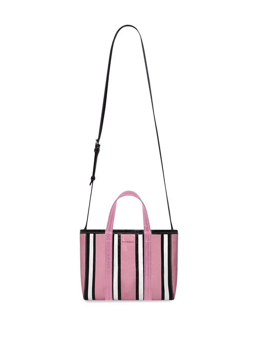 Shop Balenciaga Small Barbes East-west Striped Shopper Tote In Pink