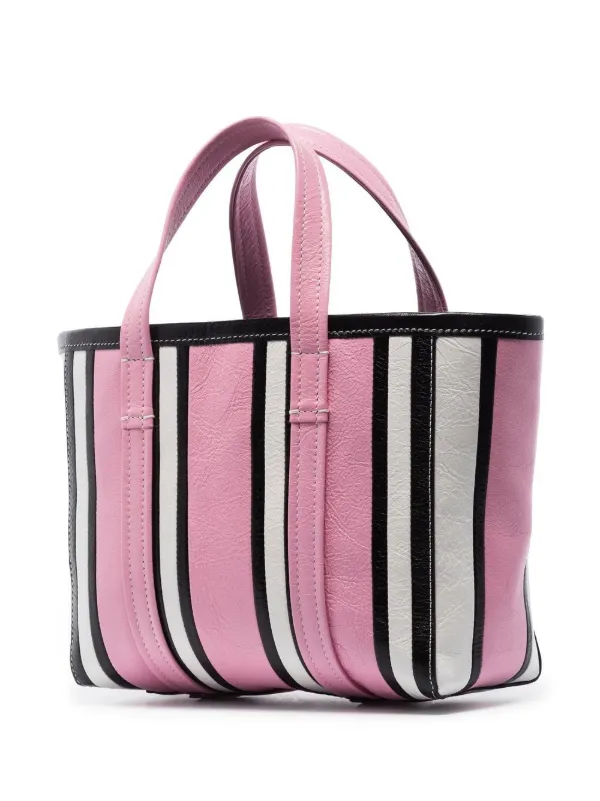 Balenciaga Small Barbes East West Striped Shopper Tote Pink