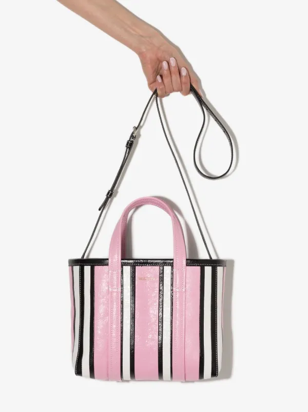 Balenciaga Small Barbes East West Striped Shopper Tote Pink FARFETCH AU