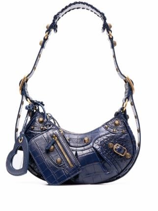 Louis Vuitton Midnight Blue Leather Whipstitching Embossed Shoulder Strap Bag