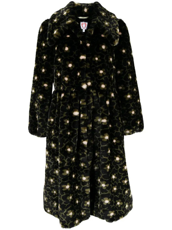 Shrimps Floral Print faux-fur Coat 