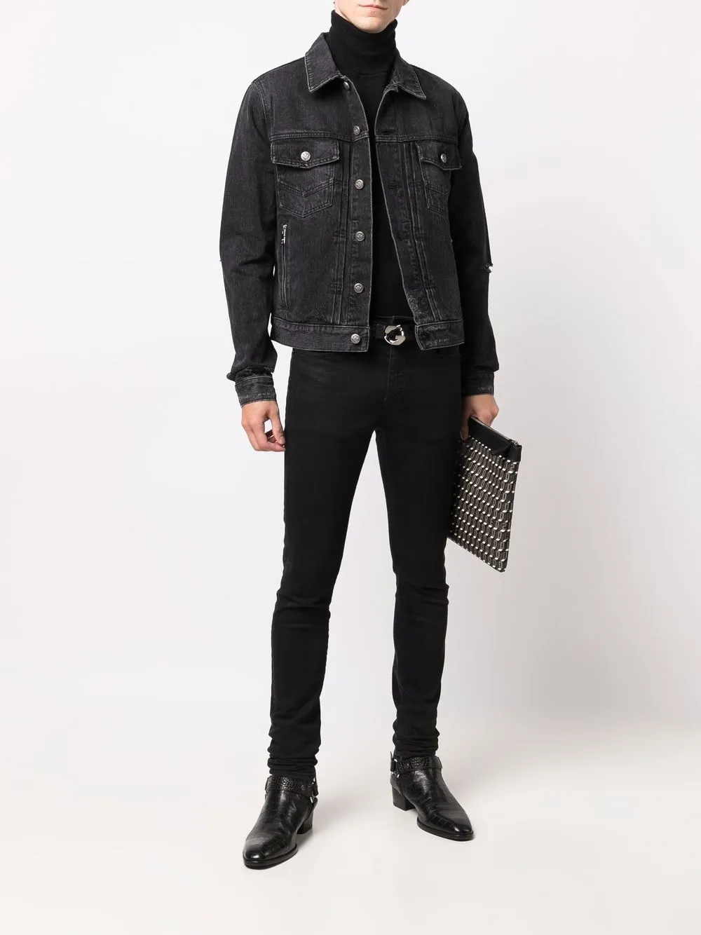 фото Balmain джинсовая куртка с эффектом потертости