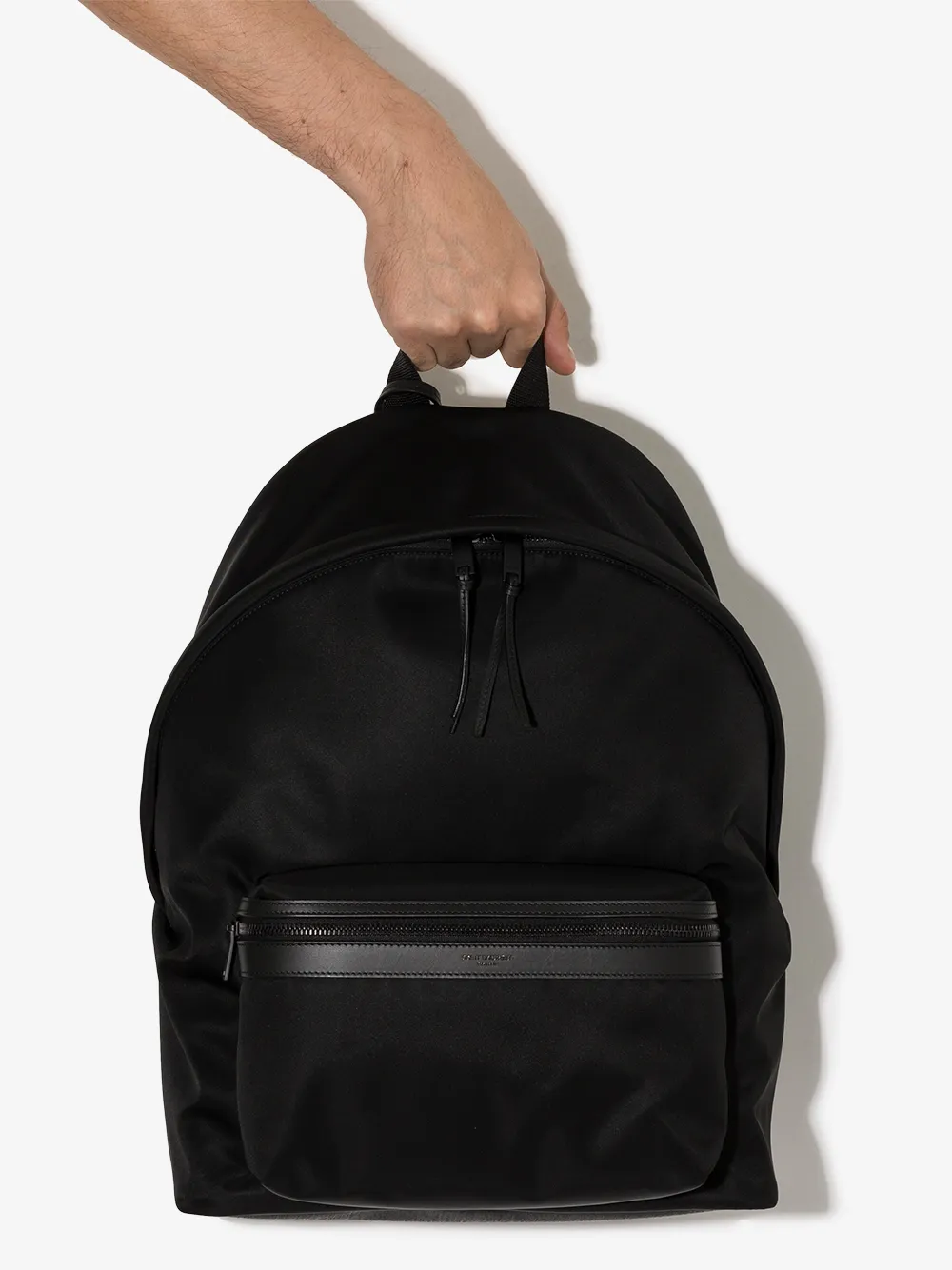 Shop Saint Laurent City Leather-trimmed Backpack In Black