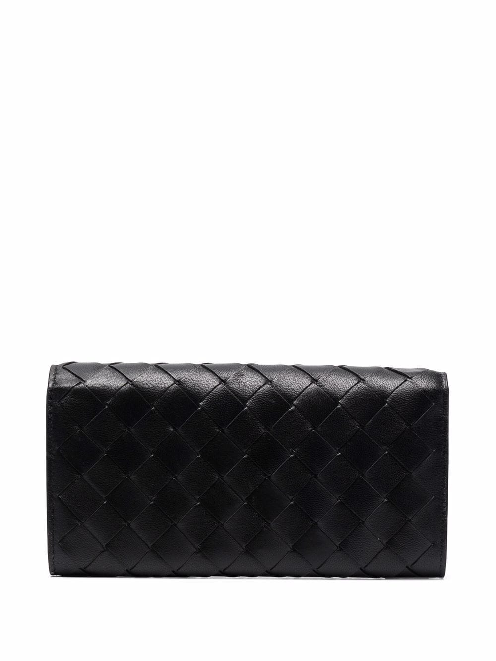 Shop Bottega Veneta Rectangular Intrecciato Wallet In Black