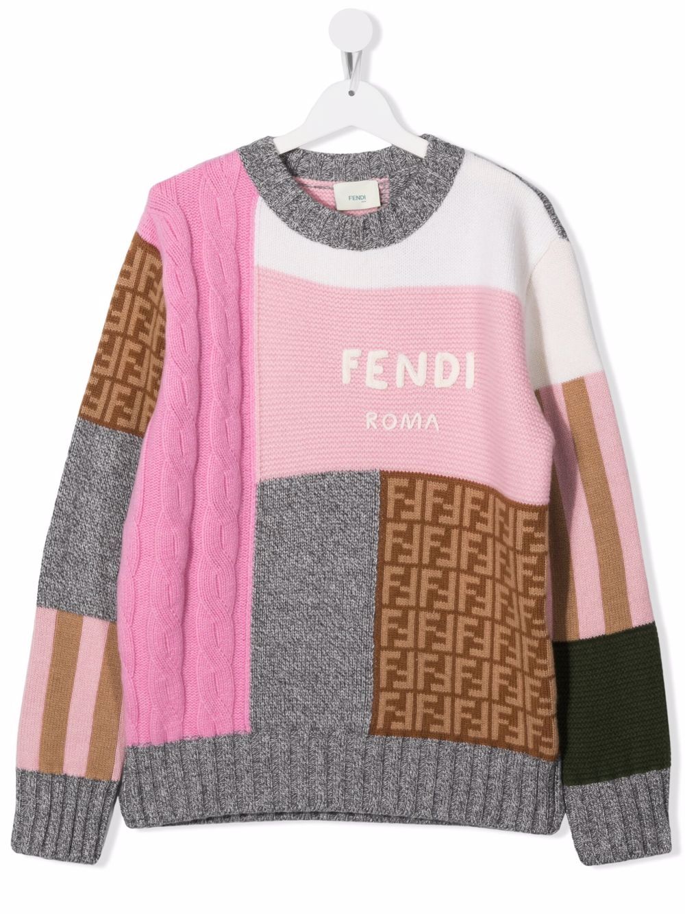 фото Fendi kids teen logo patchwork jumper