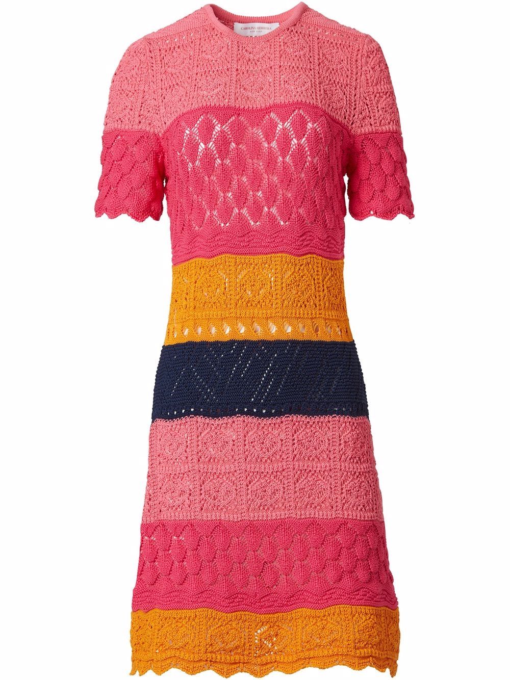 colour-block crochet panelled dress