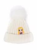 Chiara Ferragni Kids doll-embroidered wool beanie - White