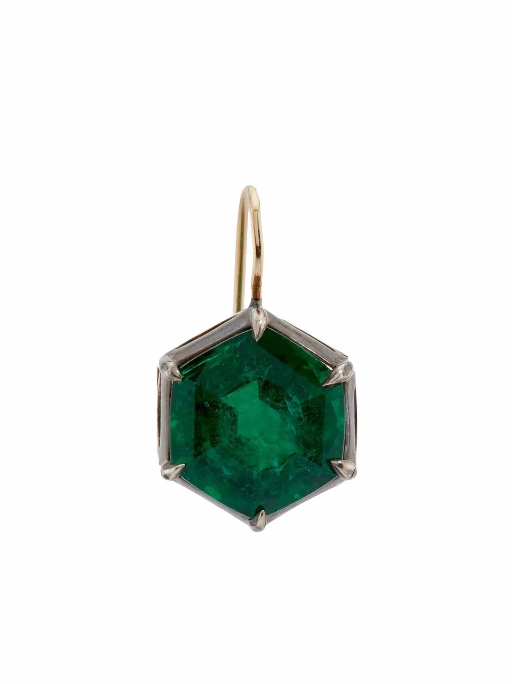 

Mindi Mond 14kt yellow gold emerald hexagon drop earrings