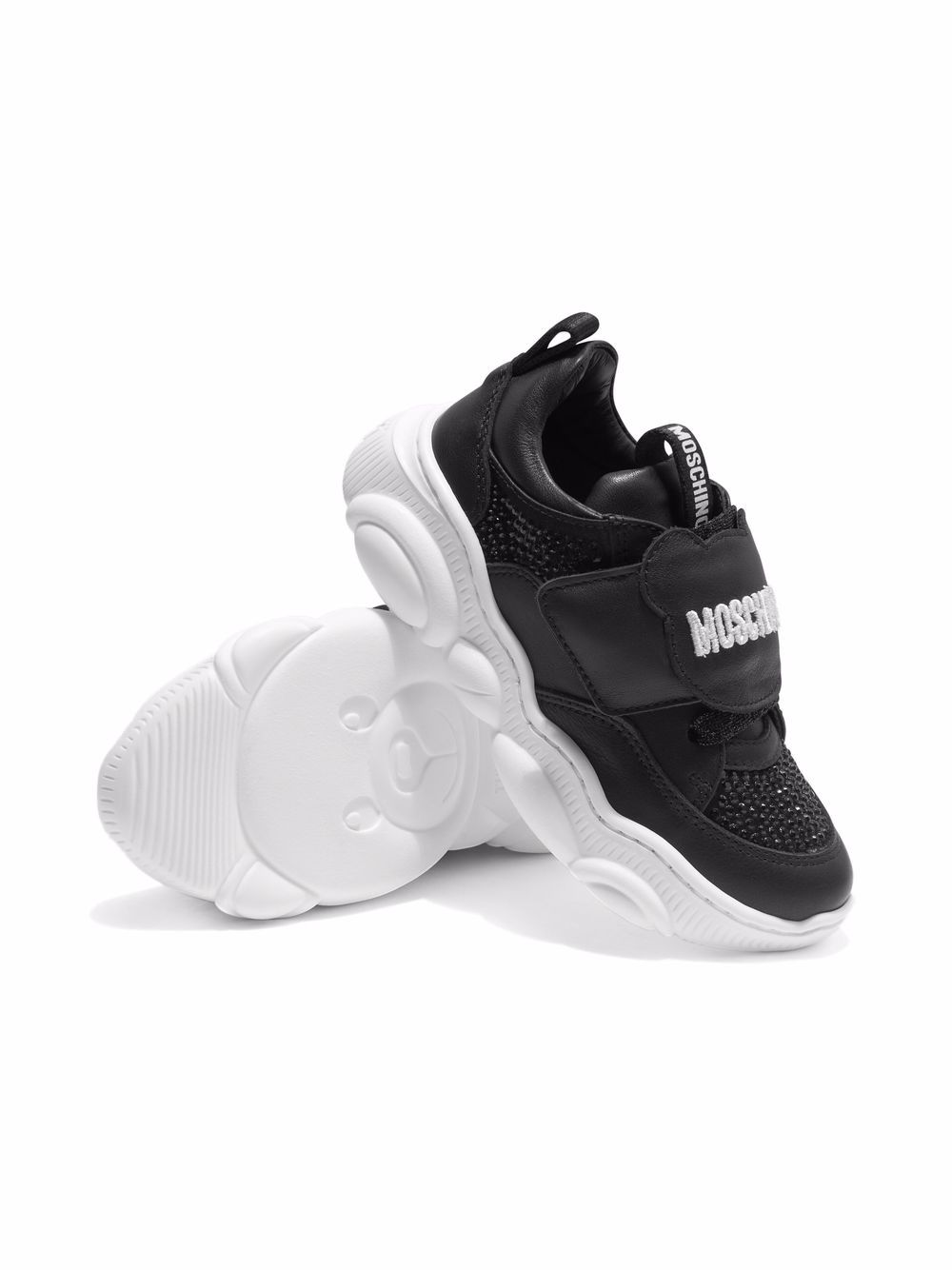 Moschino Kids Teddy sneakers met logo - Zwart