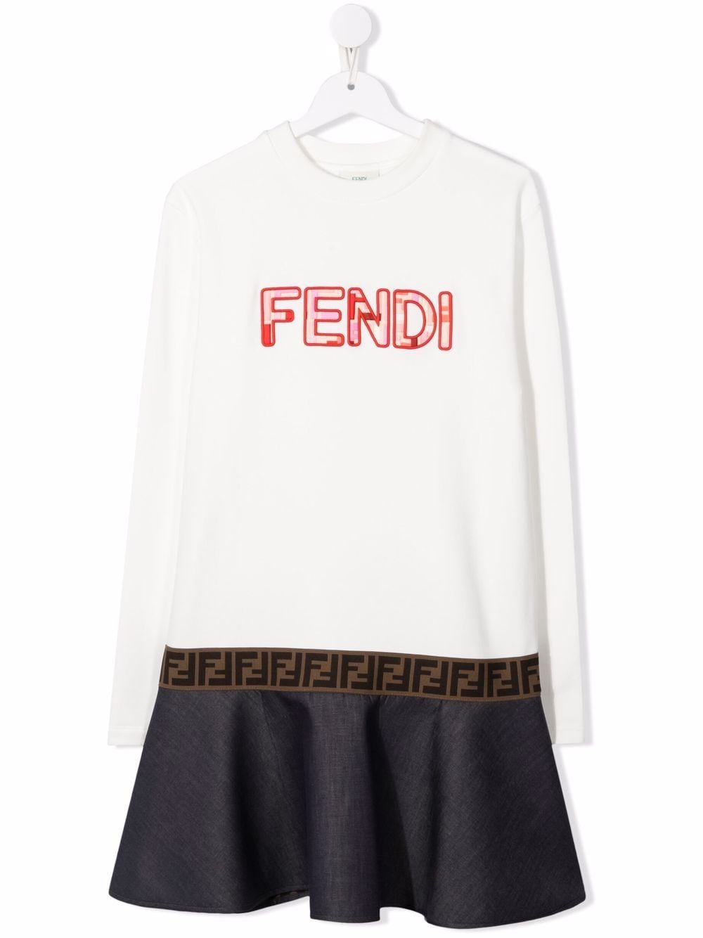 фото Fendi kids платье с вышитым логотипом