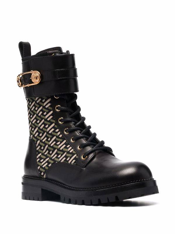 printed combat boots