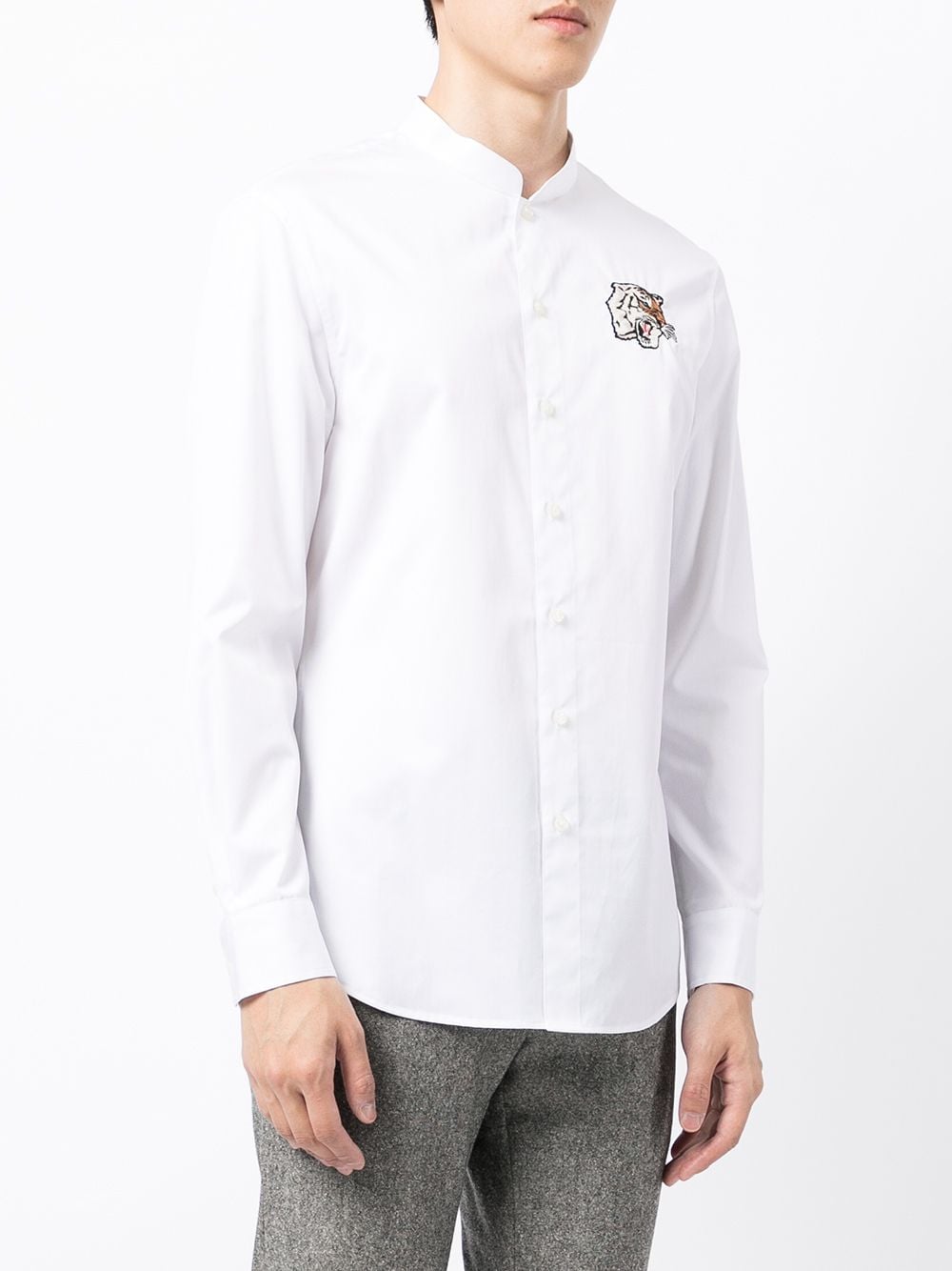 Shanghai Tang tiger-patch Mandarin Collar Shirt - Farfetch