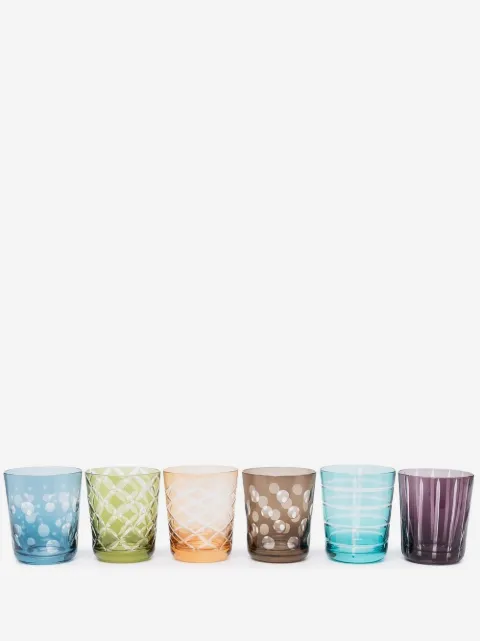 POLSPOTTEN geometric-embossed glasses (set of 6)