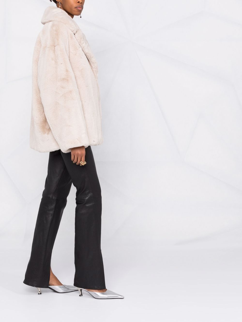 Stand Studio Notched Lapels Faux Fur Coat Farfetch