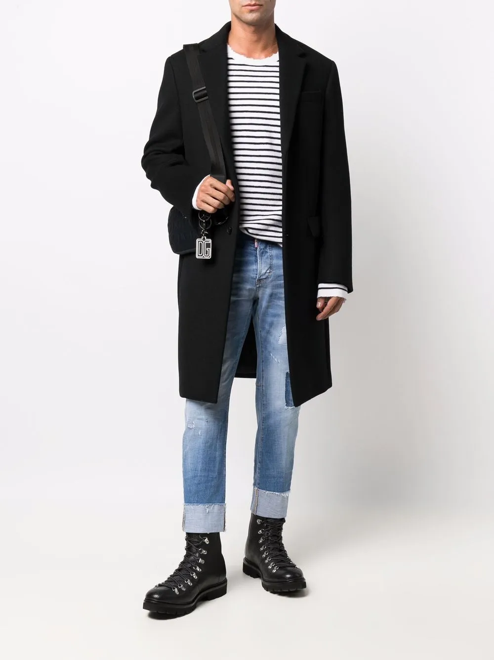 фото Dsquared2 джинсы в технике пэчворк с эффектом потертости