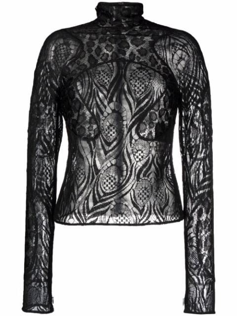 TOM FORD sheer lace high-neck top