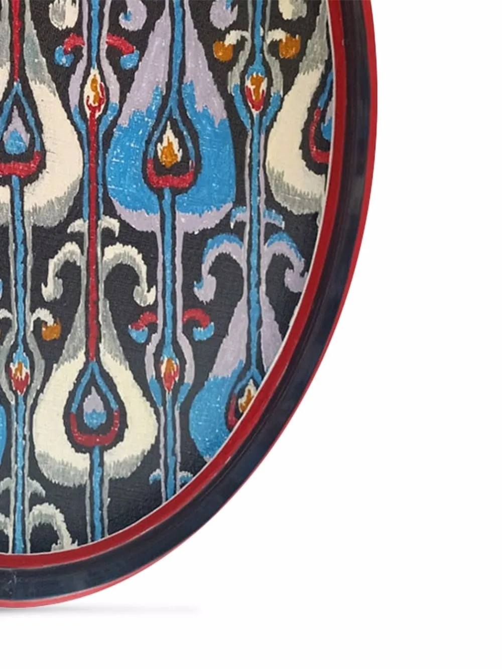 Les-ottomans Ikat Hand-painted Oval Tray In Multicolour