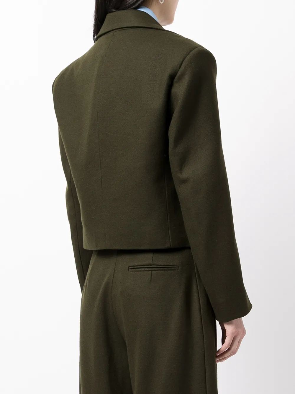 Green wool online blazer womens